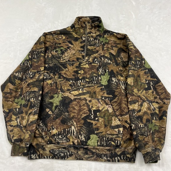 Jerzees Other - Jerzees Quarter Zip Sweatshirt Mens Large Camo Mossy Oak Break Up Pullover